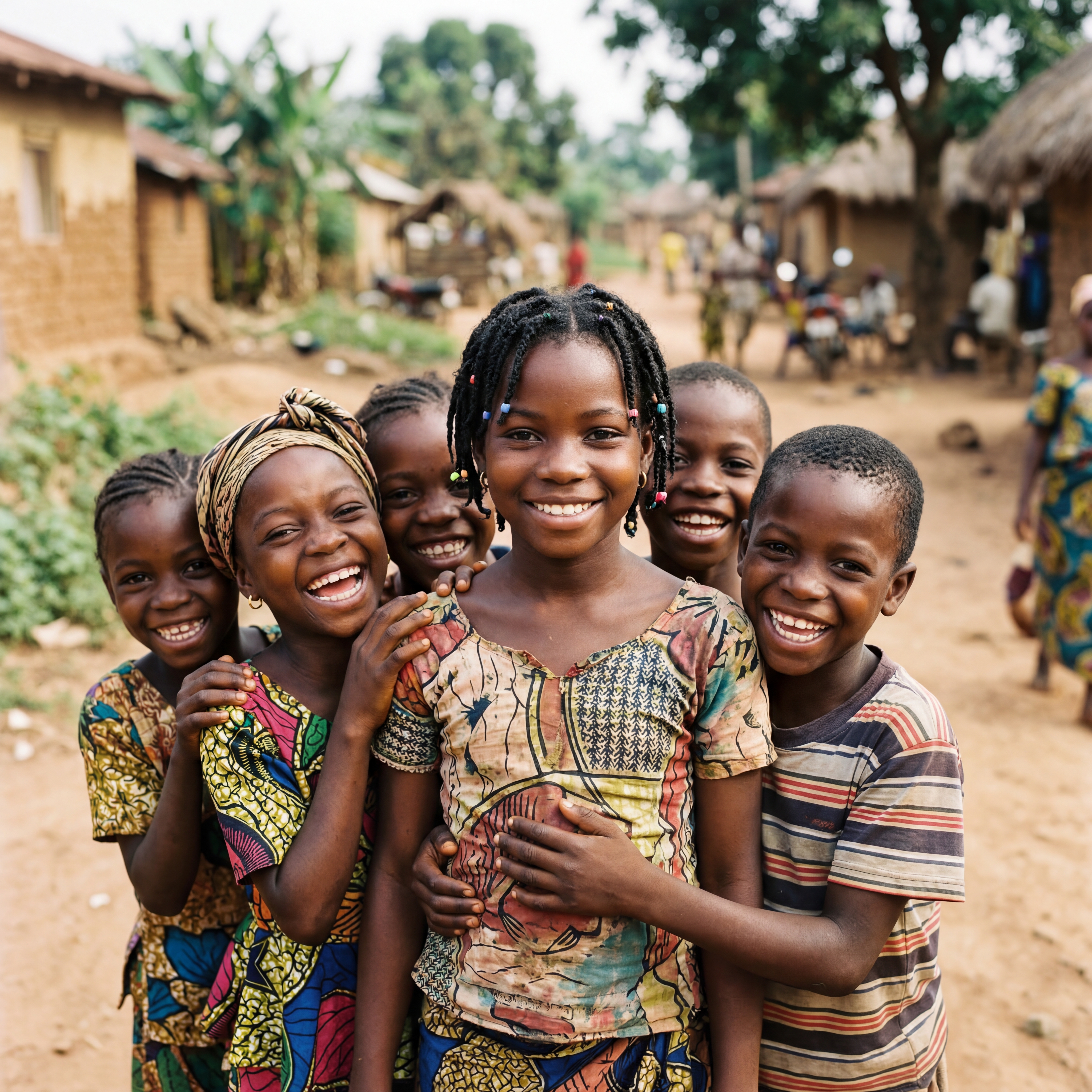Children smiling in village